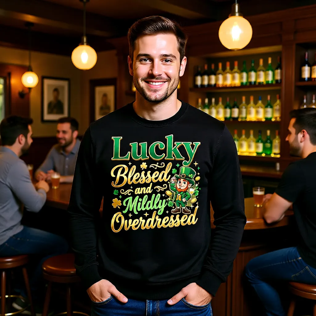 Lucky, Blessed, and Mildly Overdressed ā St. Patrickās Day Leprechaunn Sweatshirt