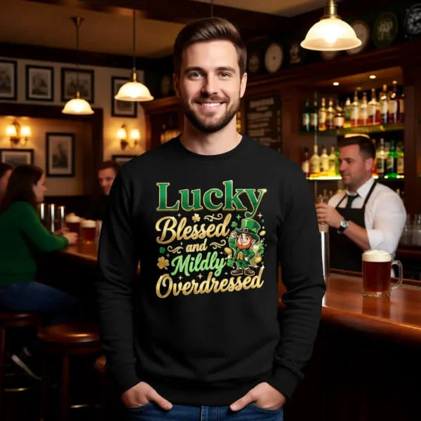 Lucky, Blessed, and Mildly Overdressed – St. Patrick’s Day Leprechaun Sweatshirt