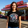 Meow-Dern Patriot Patriotic Cat Biker T-Shirt – Funny Independence Day Graphic Tee